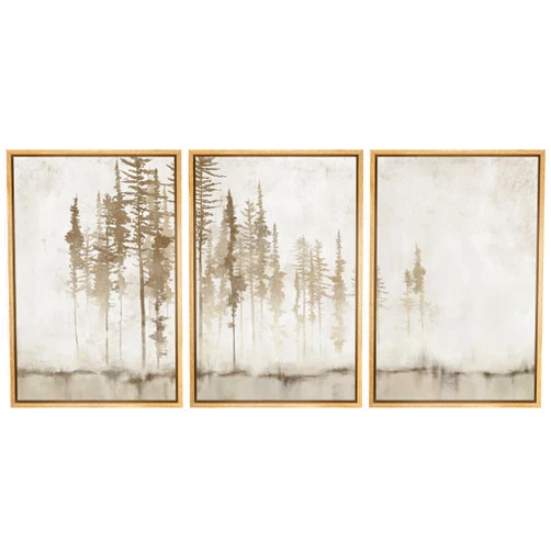 SIGNFORD Framed Canvas Print Wall Art Set Pastel Grunge Forest Tree Landscape Abstract Shapes Illustration Modern Art Decorative Nordic Minimal Zen for Living Room, Bedroom, Office - 24