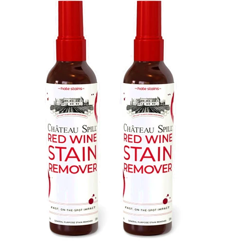 Chateau Spill Red Wine Stain Remover for Clothes – 4oz Safe Stain Remover Spray for Stubborn Stains - Cleaner Wipes Away New and Set on Tablecloth, Garment, Carpet, Upholstery and Laundry (Pack of 2)