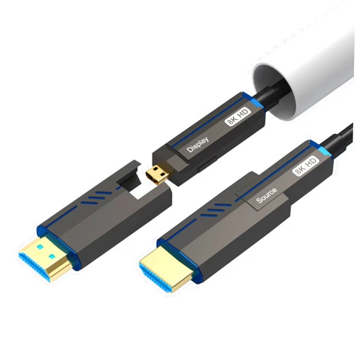 Ecjtu 8K Detachable HDMI Fiber Optic Cable 100Feet/30m, Long HDMI 2.1 Cable in Wall, with Dual Micro HDMI and Standard HDMI Connectors, Compatible for PC, TV, playstation4, PS5, Xbox Series X, RTX4090/4080