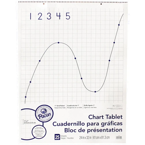 Pacon Grid Ruled Chart Tablet, Spiral Bound, 1