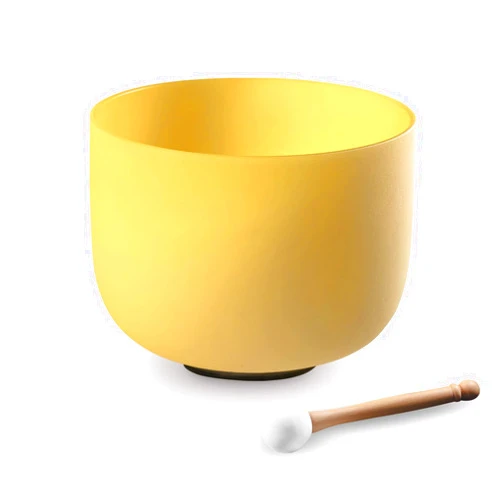 Kresec Yellow 440Hz 10 Inch E Note Crystal Singing Bowl Solar Plexus Chakra with O-ring and Mallet for Meditation, Yoga, Spiritual and Body Healing and Energy Cleansing