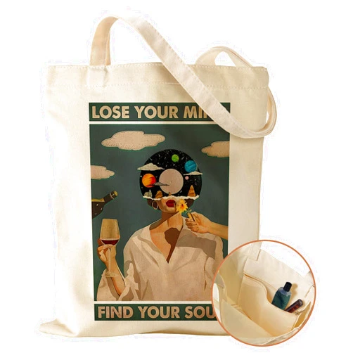 Miss Adola Aesthetic Canvas Tote Bag with Inner Pocket for Women, Cloth Cotton Totes Bag with Pattern for Shopping, Gym, Gift