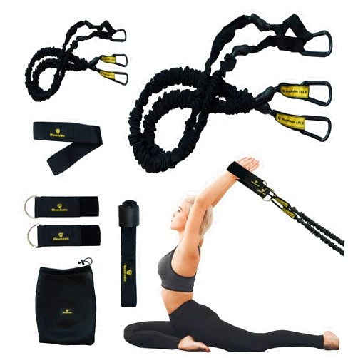 WOOTMIN Pilates Resistance Band kit - Portable Pilates - Premium Resistance Band Set - for Home or Outdoor Use - Pilates Resistance Band Set for Almost All Levels