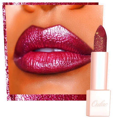 Oulac Shimmer Purple Lipstick for Women, Infinity High Shine Finish, Hydrating Lip Color Infused with Damask Rose Oil for All-Day Comfort, Gluten-Free Vegan Beauty, D05 Wildfire