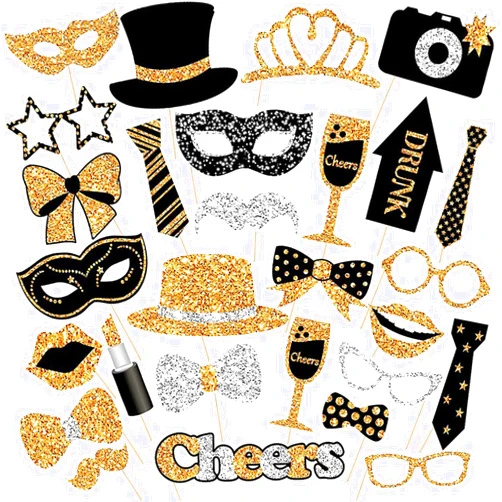 NETSOLAR 30 PCS Photo Booth Props Party Prop Photoshoot Photobooth Picture Pose Sign Kit Supplies for Weddings Happy Birthday