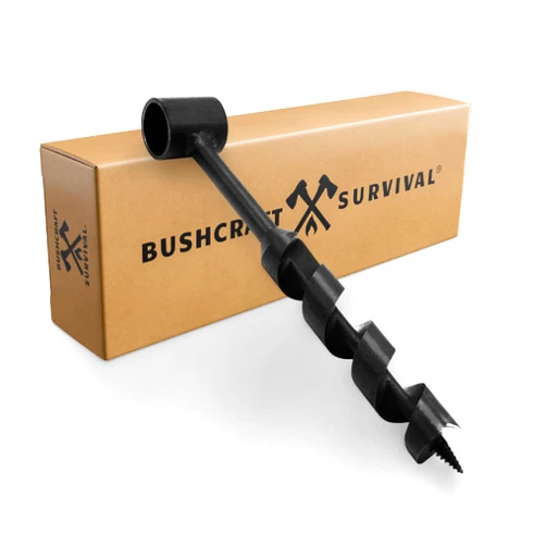Bushcraft Survival Scotch Eye Auger | Manual Drill Bit and Hand Wood Auger for Camping Shelter Building | Heavy Duty Steel Settler's Wrench Bushcraft Tool & Bushcrafting Gear