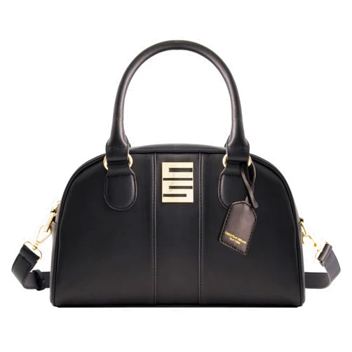 Concept One Christian Siriano New York Women's Satchel Bag Purse, Milano Bowling Crossbody Handbag with Adjustable Shoulder Strap, Black