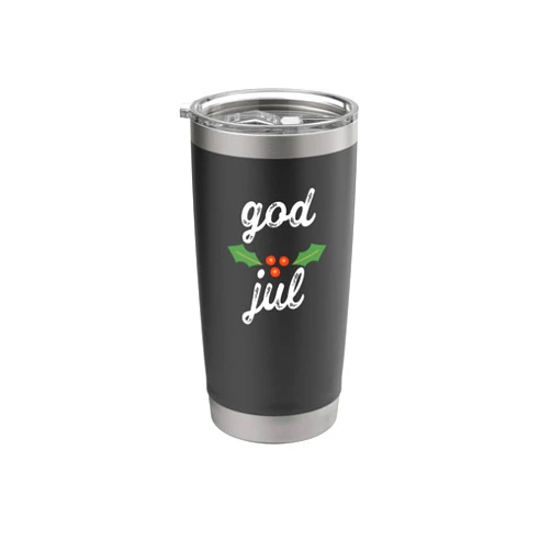 GalaxyTees Holiday Apparel Norwegian god jul Stainless Steel Insulated Tumbler