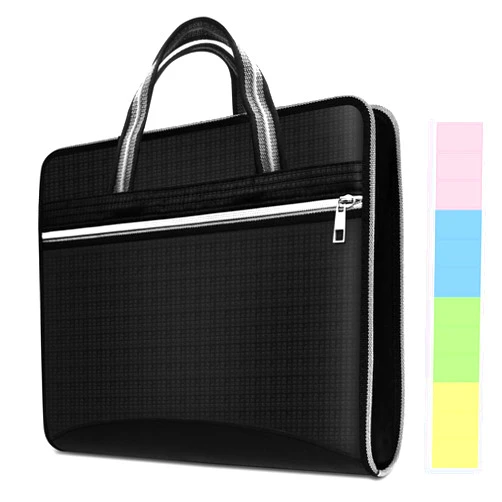 ManGotree 13 Pockets Portable Expanding File Folder, Expandable Accordion File Organizer with Zipper Closure Handle for Organizing Document Paper and Letter Waterproof Oxford Canvas - Black