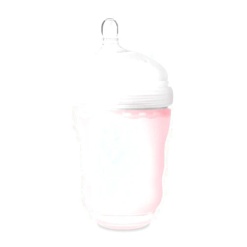 Olababy Gentle Silicone Baby Bottle, Anti-Colic, BPA free, Easy to Clean and Wide Neck Baby Bottles Best for Breast Feeding Babies (8 Ounce, Rose)