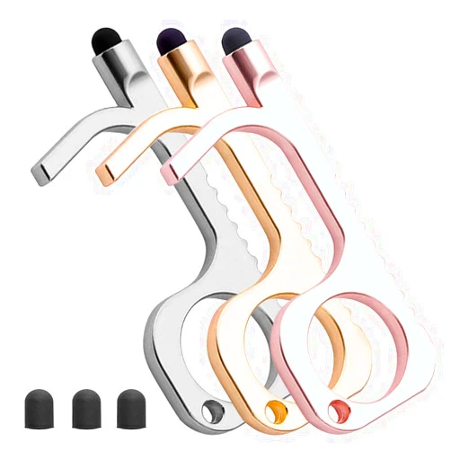 WINWANG No Touch Door Opener Tool Multifunctional Touchless Door Opener with Stylus Tool Button Pusher (Gold, Silver, Rose)