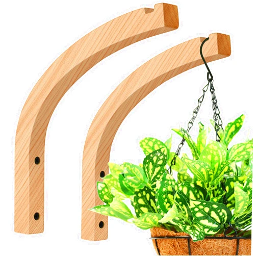 FGSAEOR Plant Hanger, Wall Planters for Indoor Plants, Wooden Wall Mounted Hanging Plant Hooks, Basket Hooks for Lanterns, Flower Bracket, Wind Chimes, Decoration (2-Pack,8-Inch)