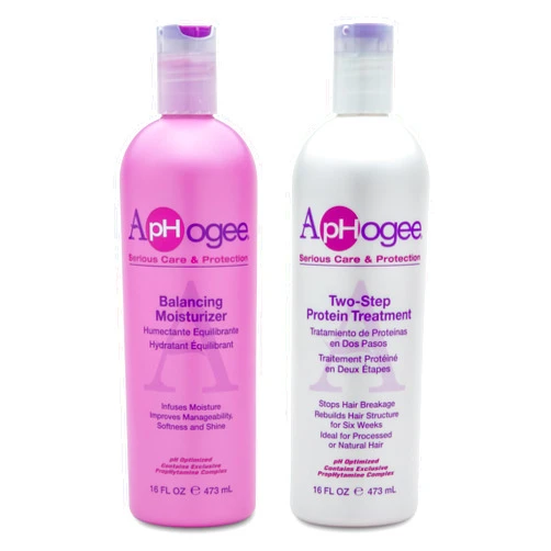 Aphogee Hair Care Double Bundle – Two-Step Protein Treatment (16 fl oz) & Balancing Moisturizer (16 fl oz)