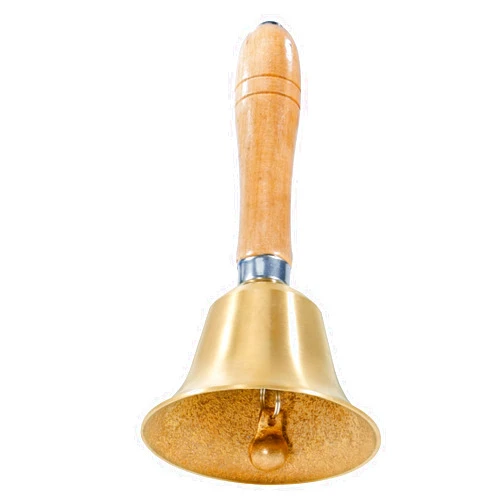 Dreokee Hand Bell 3.15 Inch Hand Call Bell with Solid Brass Wooden Handle Loud Handbell Dinner Call Bell for Adults Multi-Purpose for Weddings, Christmas, School, Service, Game, Animal