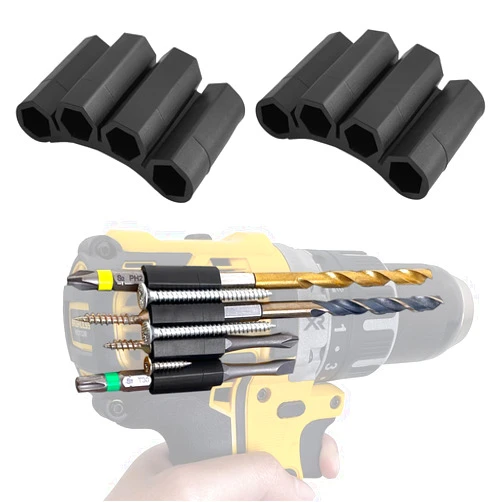 BPOPO 2 Pack Upgraded Magnetic Bits Holster Attach to Drill,Universal Fit 1/4 Inch Magnet Screw Driver Bits Hex Screw Holder Sleeve for Impact Driver,Hold 4 Drill Tips on Side of Drill