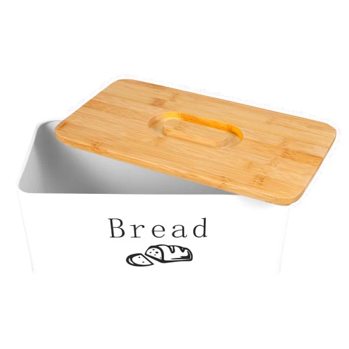 Cabilock Bread Storage Bin with Custom Grooved White Metal Lid, Kitchen Bread Box for Countertop Food Storage Organizer