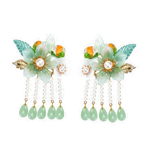 FRCOLOR 1 Pair Antique Pair Clip Hair Clip Ladies Suits U Hair Stick Rhinestone Fringe Trim Floral Suit Tassel Trim Hair Accessories Floral Hair Pin Accessories for Women Hair Decor Pearl