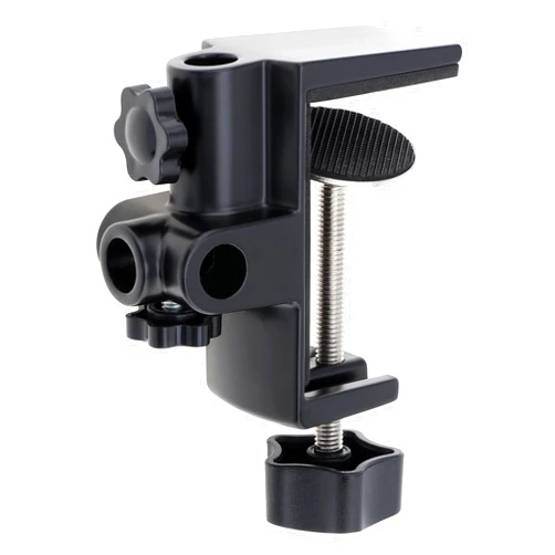 RTNLIT Desk Lamp Clamp, 1/2 inches 4 Hole Metal Table Mounting Clamp, Universal C Clamp for Magnifying Light/Microphone/Boom Scissor Arm, Fits up to 2-1/2 inches Desktop Thickness(Black)