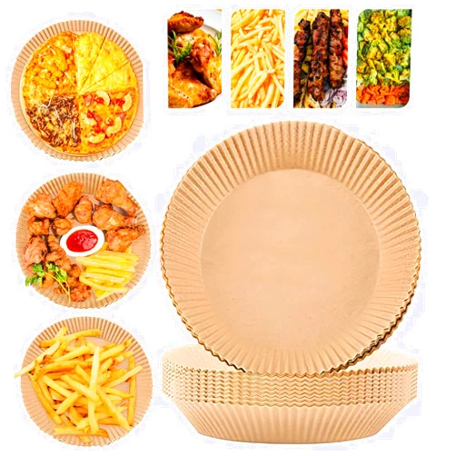 HOMPAY Air Fryer Disposable Paper Liner - Cooking Paper for Air Fryer, Non-Stick Air Fryer Liners, air fryer parchment paper ,Baking Paper Oil-Proof, Water-Proof for Baking Roasting Microwave 100pcs 7.9 Inch