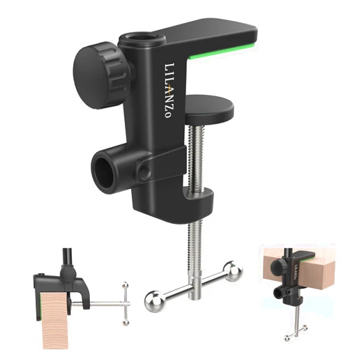 LILANZo 2-IN-1 Table Mount Clamp, LILANZo Heavy-Duty Metal Mic Clamp Holder for Microphone Suspension Boom Scissor Arm Stand Holder & Overhead Phone Mount Stand, Fits up to 1.97