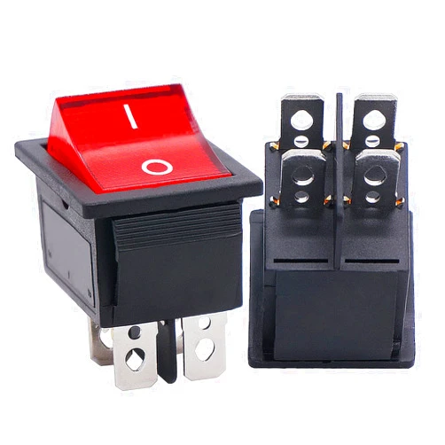 Twidec/2Pcs Rocker Switch AC 10A/125V 6A/250V DPST 4 Pins 2 Position ON/Off Red LED Light Illuminated Boat KCD4 Rocker Switch Toggle KCD2-201N-R