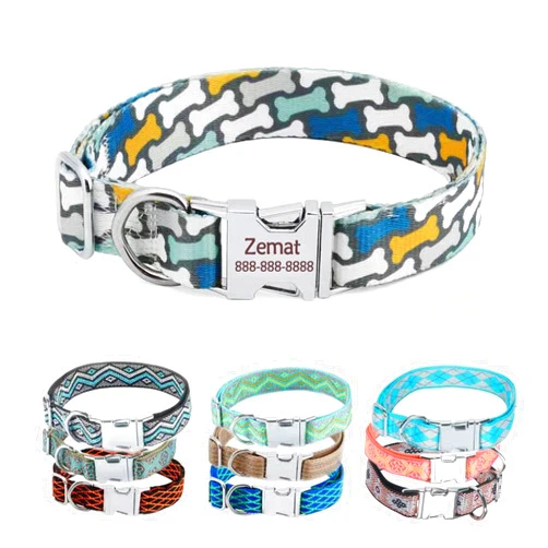 Zemat Personalized Dog Collar，dog collar with name，Custom Dog Collar -Custom Text with Pet Name and Phone Number