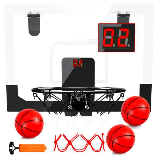 Jugana Over The Door Basketball Hoop with Electronic Scoreboard Indoor Basketball Hoop for Kids and Adults Bedroom Hoop Basketball Office Mini Hoop