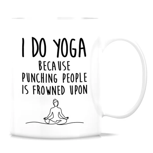 Retreez Funny Yoga Mug Gift I Do Yoga Because Punching People Is Frowned Upon Meditation 11 Oz Ceramic Coffee Mugs - Sarcasm Motivational Inspirational birthday gifts for him her friend coworker sis