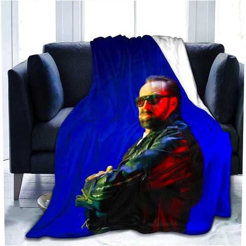 KWESPOYD Throw Blanket Nicolas Cage Soft Flannel Blankets Soft All-Season Room Decoration Carpets Living Room Sofas for All Seasons
