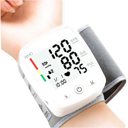 PEAKME Blood Pressure Monitor Adjustable Wrist Blood Pressure Cuff 2 x 90 Readings Digital Rechargeable Blood Pressure Machine with Voice Broadcasting with Carrying Case for Home Use, White
