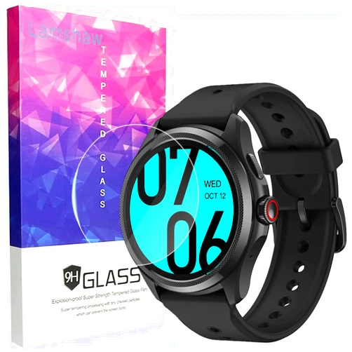 Lamshaw Compatible for Ticwatch Pro 5 Screen Protector, [3 Pack] 9H Tempered Glass Screen Protector Film Compatible for Ticwatch Pro 5 Android Smartwatch (3 PACK)
