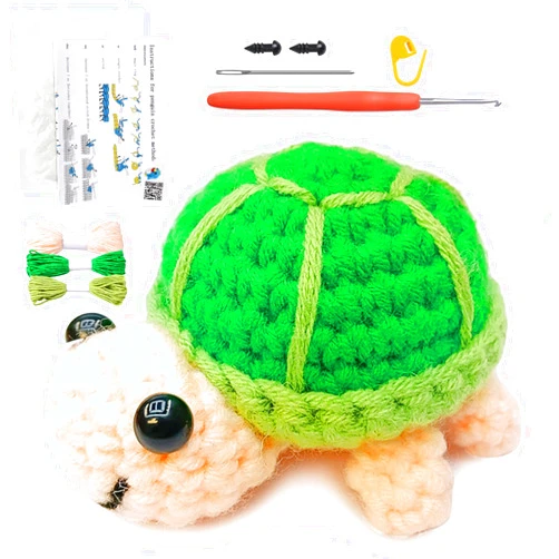 Pamatio Turtle Crochet Kit for Beginners Adult Kids with Step-by-Step Video Tutorials Knitting Kit Crochet Animal Craft Kit for Girls Ages 8-12 (Turtle Crochet Kit)