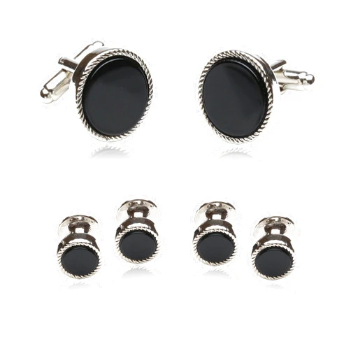 Cuff-Daddy Ribbed Tuxedo Cufflinks & Studs Formal Set Unique Designed French Cuff Links Mens Wedding Business for- 5/8