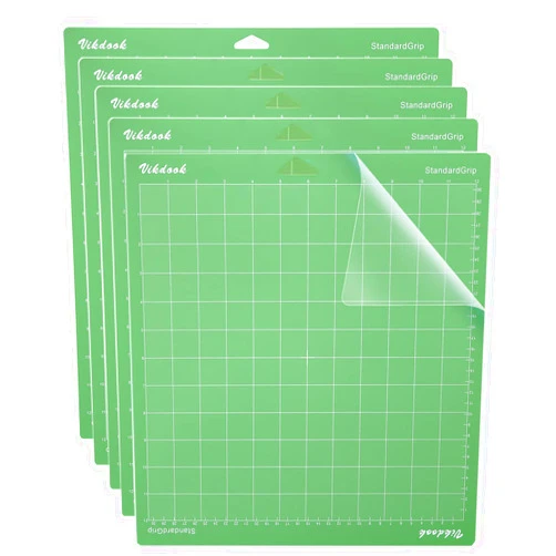 VIKDOOK Cutting Mat Compatible with Cricut Maker Machine 12” X12” 5 Pack Mats Standard Grip Sticky Mats Green Color Pack