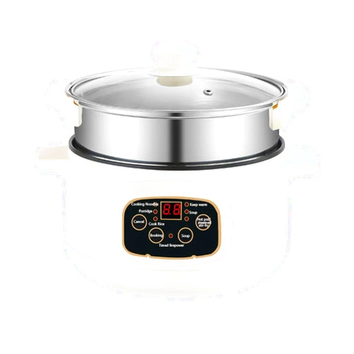 OUTHOME 7-Function Rice Cooker, Low-Power Heater for Home and Student Dormitory, 2.6 Quarts, Single/Double Layer, Reservation Available, Non-Stick,Double Layer,Smart Smart Double Layer