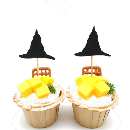 HNFCH Halloween Party Cupcake Topper Witch hat Halloween Cupcake Topper Halloween Theme Party Gift Picks Baby Shower Birthday Halloween Themed Party Cake Decorations Supplies