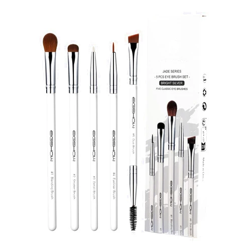 EIGSHOW Eyeshadow Brush Set, EIGSHOW 5pcs Basic Eye Makeup Brushes For Blending, Eyeshadow, Eyeliner, Crease, Eyebrow- Vegan & Cruelty-Free Premium Brustle Travel Makeup Brush Set Gift for Women(Pearly White)