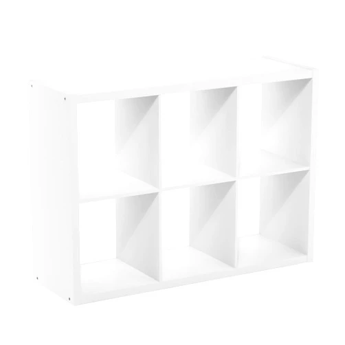 Furinno Cubicle Open Back Decorative Cube Storage Organizer, 6-Cube, White