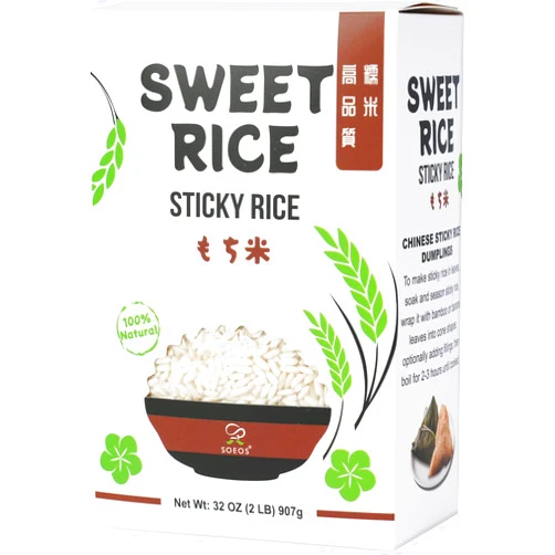 Soeos Sweet Sticky Rice 2lbs, Premium Glutinous Rice, All Natural Gluten Free Sticky Rice for Desserts or Rice Cakes, Rich in Fibers