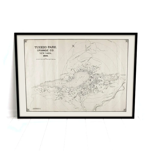 MG Global Historical Poster of Old 1909 of Tuxedo Park Orange County New York | 11x17 12x18 16x24 24x36 Unframed Print Wall Art for Gift | Vintage Antique Rustic Home Office Decor