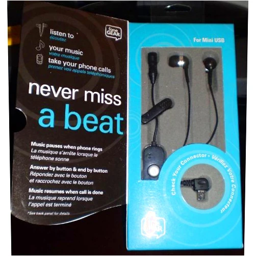 FoneGear fonetunes for Mini USB -Listen to Music W/O Missing A Call Headphones + Microphone