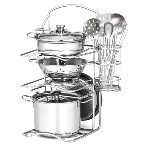 TikOnsYol 12Pcs Kids Pots and Pans Playset, Pretend Play Kitchen Set Toy Stainless Steel Pots and Pans Cooking Toys Accessories for Kids Toddler Age 3 Years Old