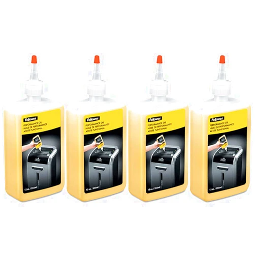 Fellowes 35250 Powershred Performance Oil, 12 oz. Bottle w/Extension Nozzle - 4 Pack