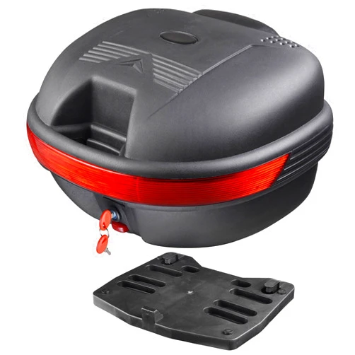 TOPURWAY Motorcycle Trunk Black Motorcycle Top Case Motorcycle Tail Box Scooter Trunk Tour Motorcycle Storage Box Carrier with Lock for Helmet Luggage, 30L Capacity