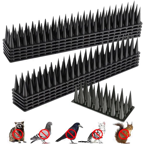 Notfjk Bird Spikes, 20 Pack Outdoor Cat Squirrel Raccoon Pigeon Cat Animal Deterrent Spikes for Outside Anti Bird Defender Spikes Outdoor to Keep Birds Away (18.7 feet/5.7M)