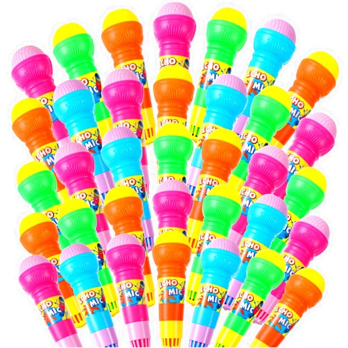 Woanger 30 Pcs Echo Microphone Fun Voice Amplifying Microphone Multicolored Retro Battery Free Speech Therapy Toys Lightweight Echo Mic for Singing Music Birthday BBQ Party Supply, 7.5 x 2.2 Inch