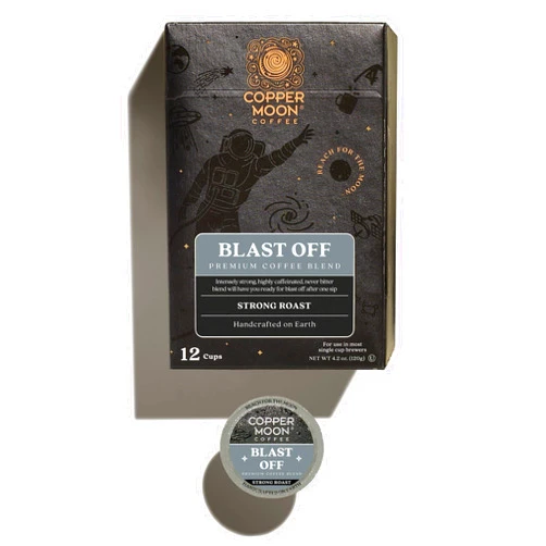 Copper Moon Single Serve Coffee Pods for Keurig K-Cup Brewers, Strong Roast, Blast Off Blend, 12 Count
