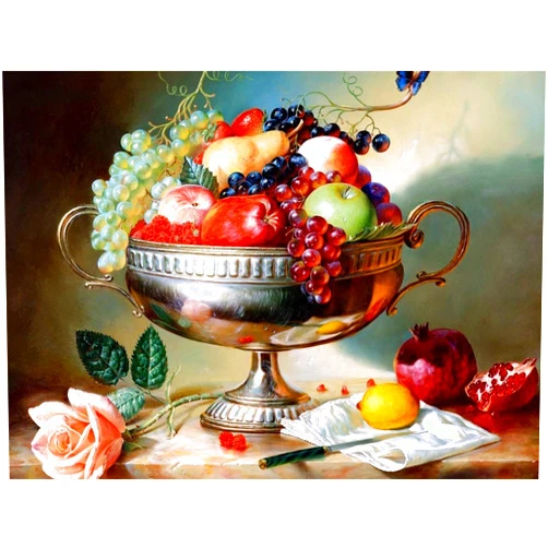 XDXART DIY Oil Painting Paint by Number Kit for Kids Adults Beginner 16x20 inch - Rich Fruit, Drawing with Brushes Christmas Decor Decorations Gifts (without Frame)
