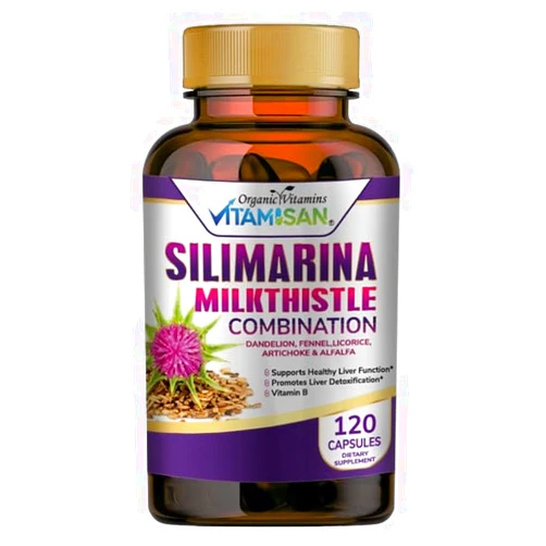 VITAMISAN Milk Thistle silimarina with Dandelion, Fennel. Licorice, Artichoke Alfalfa Detox & Cleansing Formula Support Liver 120 Capsules