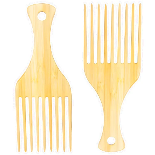 Kootinn 2-Piece Bamboo Comb Set for Afro Hair: Natural Anti-Static Picks for Curly, Thick Hair, Ideal for Men and Women, Eco-Friendly Styling and Detangling Solution